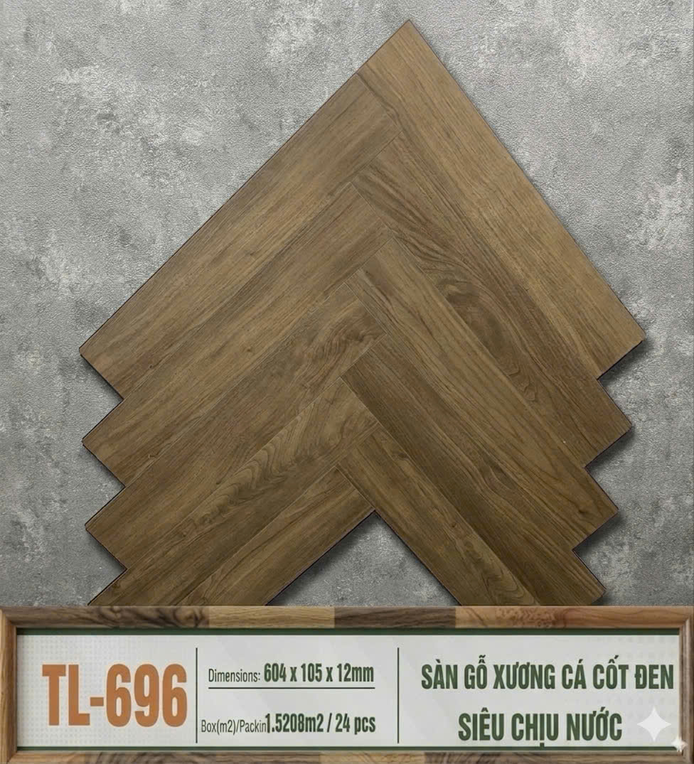 SÀN GỖ XƯƠNG CÁ CỐT ĐEN TL-696