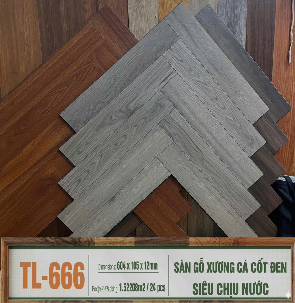 SÀN GỖ XƯƠNG CÁ CỐT ĐEN TL666