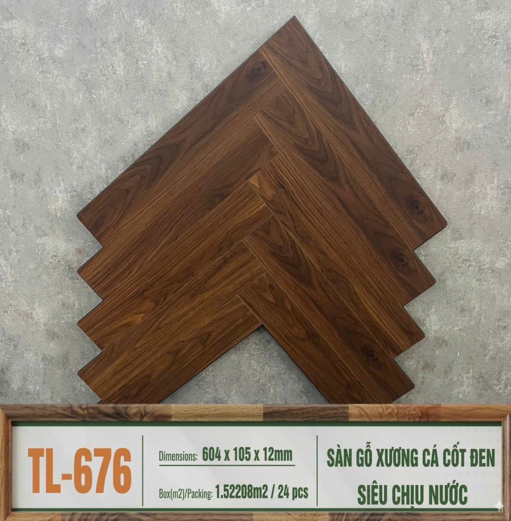 SÀN GỖ XƯƠNG CÁ CỐT ĐEN TL-676