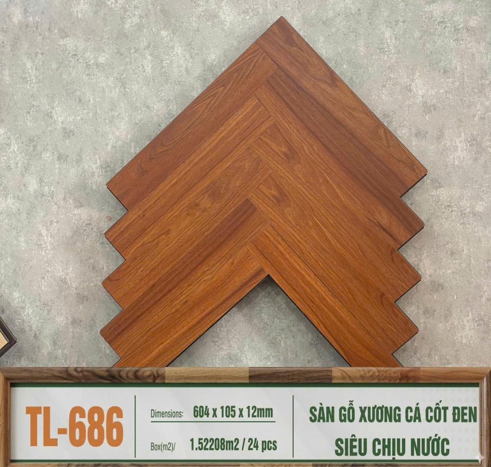 SÀN GỖ XƯƠNG CÁ CỐT ĐEN TL-686